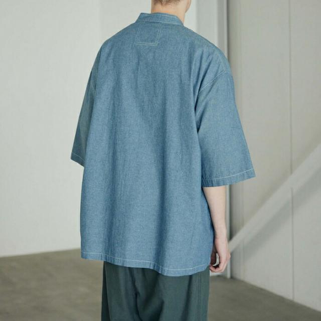 アーミーツイル ARMY TWILL ウェア シャンブレー スナップ ハーフ スリーブ シャツ Chambray Snap Half Sleeve Shirt 2517011 ブルー チャコール_4