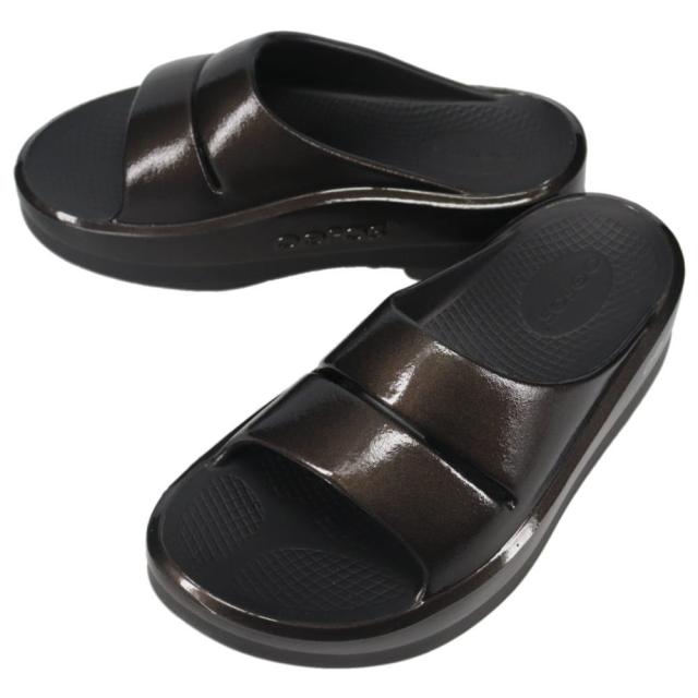 ウーフォス OOFOS サンダル ウィメンズ ウーメガ ウーアー スタック  OOmega OOahh Stacked チタニウム ミラー Titanium Mirror