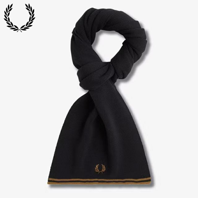 フレッドペリー FRED PERRY ツイン ティップド メリノウール スカーフ Twin Tipped Merino Wool Scarf ブラック/シェイデッドストーン C9152 S77