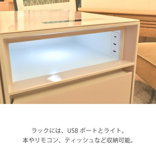 【長期保証付】SAPPHIRE(サファイア) SAPPHIRE by LOOZER SMART TABLE STB80 WHITE 冷蔵庫付きスマートテーブル 2ドア 81L