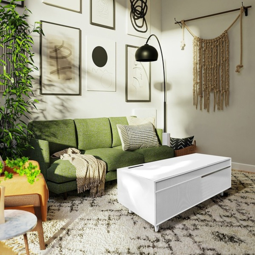 【長期保証付】SAPPHIRE(サファイア) SAPPHIRE by LOOZER SMART TABLE STB80 WHITE 冷蔵庫付きスマートテーブル 2ドア 81L
