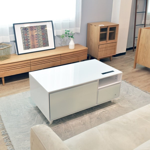 【長期保証付】SAPPHIRE(サファイア) SAPPHIRE by LOOZER SMART TABLE STB80 WHITE 冷蔵庫付きスマートテーブル 2ドア 81L