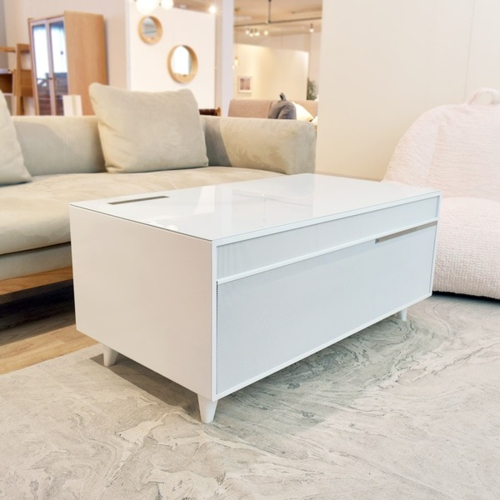 【長期保証付】SAPPHIRE(サファイア) SAPPHIRE by LOOZER SMART TABLE STB80 WHITE 冷蔵庫付きスマートテーブル 2ドア 81L