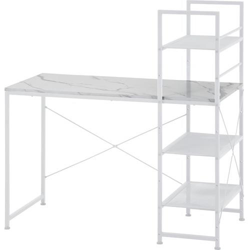 不二貿易 【組立品】左右組み換えラック付きデスク ルカ ストーン 大理石 8,231円