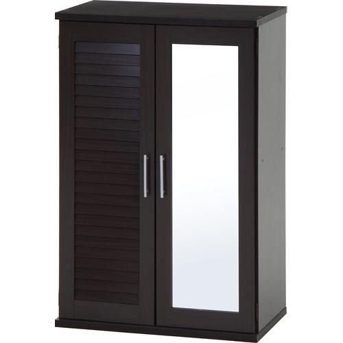 不二貿易 【組立品】ルーバー＆ミラー付きシューズボックス60幅 BR