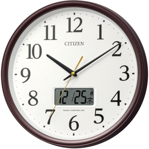 RHYTHM 8FYA05-006(茶メタリック) 電波掛け時計 温度 湿度 カレンダー 連続秒針の通販は 5,581円
