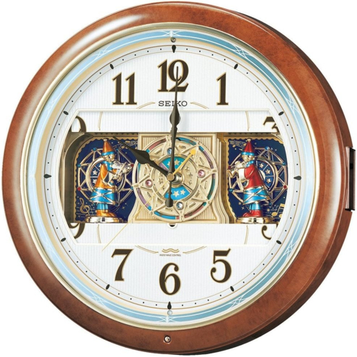 セイコー(SEIKO) RE559H 電波からくり時計 掛け時計 ウエーブシンフォニー 茶 マーブル 模様