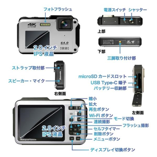 高橋国際商事(TAKA WORLD) TT-WD1300B ブラック Bluemake4K防水