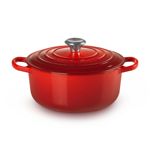 ル・クルーゼ(LE CREUSET) 【日本正規品】鋳物ホーロー鍋 両手鍋 シグニチャー ココット ロンド20cm チェリーレッド SSツマミ IH対応
