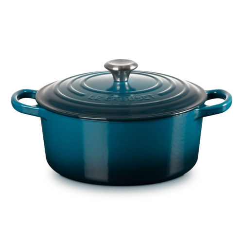 ル・クルーゼ(LE CREUSET) 【日本正規品】鋳物ホーロー鍋 両手鍋 シグニチャー ココット ロンド 22cm ディープティール