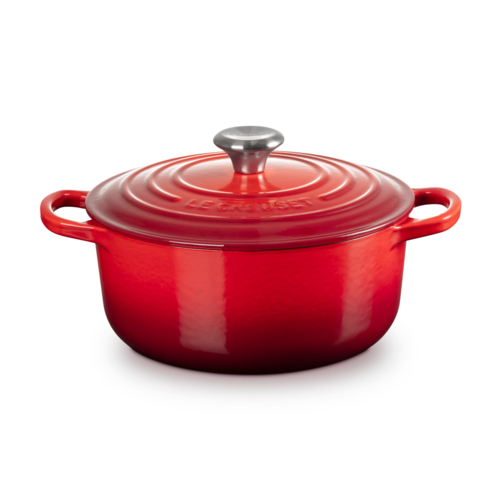 ル・クルーゼ(LE CREUSET) 【日本正規品】鋳物ホーロー鍋 両手鍋 シグニチャー ココット ロンド20cm チェリーレッド BM IH対応