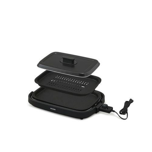 アイリスオーヤマ(Iris Ohyama) IHA-A20-B ブラック 網焼き風ホットプレート 2枚プレート