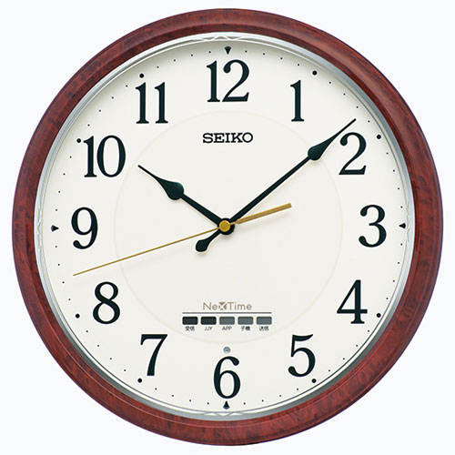 セイコー(SEIKO) ZS256B 茶木目模様 光沢仕上げ ネクスタイムシリーズ 電波掛け時計