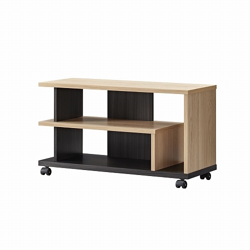 朝日木材加工 AS-FEL740 ナチュラル木目×アッシュグレー木目 ナチュラル キャスター付テレビ台 幅74cm