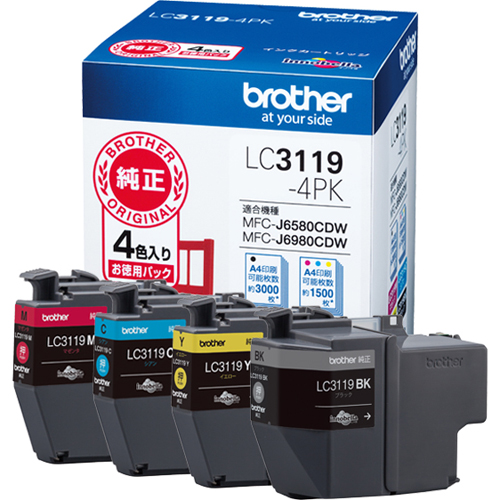 ブラザー(brother) LC3119-4PK 純正 お徳用4色パック 大容量タイプ