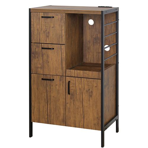 クロシオ 【組立式】 アート食器棚60-100 ヴィンテージブラウン