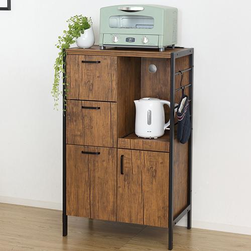 クロシオ 【組立式】 アート食器棚60-100 ヴィンテージブラウン