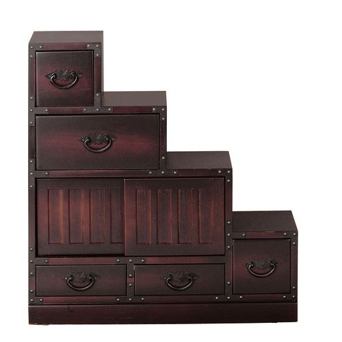 クロシオ 【完成品】民芸調 階段箪笥 右下がり 幅67cm