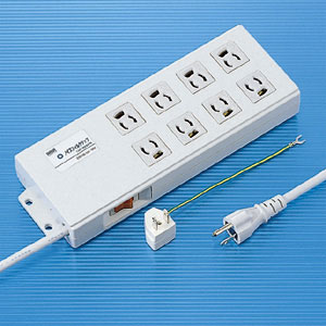 サンワサプライ ノイズフィルタタップ 8個口 上挿し 2m TAP-3803NFN