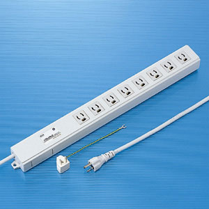 サンワサプライ ノイズフィルタタップ 8個口 上挿し 2m TAP-3811NFN