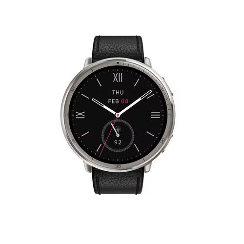 アマズフィット(Amazfit) SP170073-C225 ブラック Amazfit Active 2 Round ブラックレザープレミアムバージョン スマートウォッチ