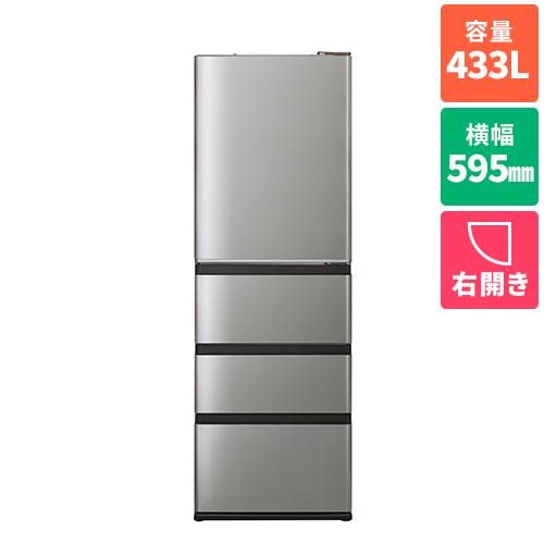 【標準設置料金込】アクア(AQUA) AQR-V43R-S チタンシルバー DELIE+ 4ドア冷蔵庫 右開き 433L 幅595mm
