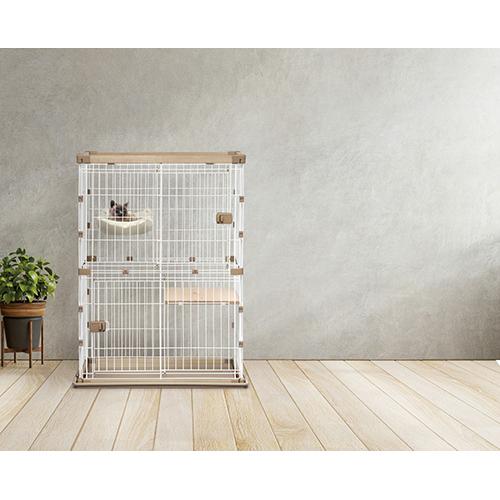 アイリスオーヤマ(Iris Ohyama) PWCR-962V ウッディキャットケージ2段