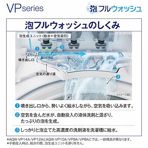長期保証付】アクア(AQUA) AQW-VP10A-W ホワイト 全自動洗濯機 洗濯