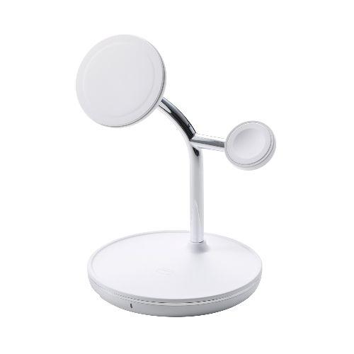 エレコム(ELECOM) W-MS07WH ホワイト ワイヤレス充電器 15W出力 マグネット式 充電スタンド 3in1 MagSafe対応 iPhone/AirPods/Apple Watch