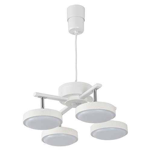 【長期保証付】オーム電機(OHM) LT-YLP4RC-W LED4灯ペンダントライト ホワイトウッド 06-1649