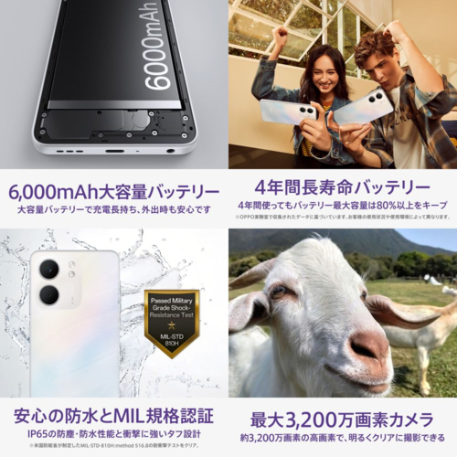 OPPO(オッポ) OPPO A5x 6.7型 4GB/128GB ホワイト SIMフリーAndroid4Gスマートフォン CPH2725 WH_3