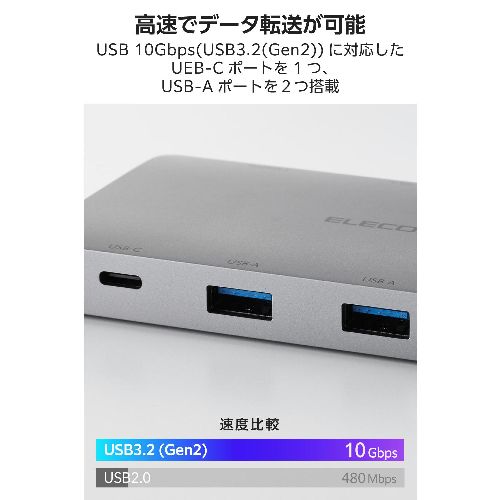 エレコム(ELECOM) DST-090BP1SV シルバー USB Type-C ドッキングステーション 9-in-1 4K HDMI LAN SD PD充電 MacBook Pro / Air などPC対応_5