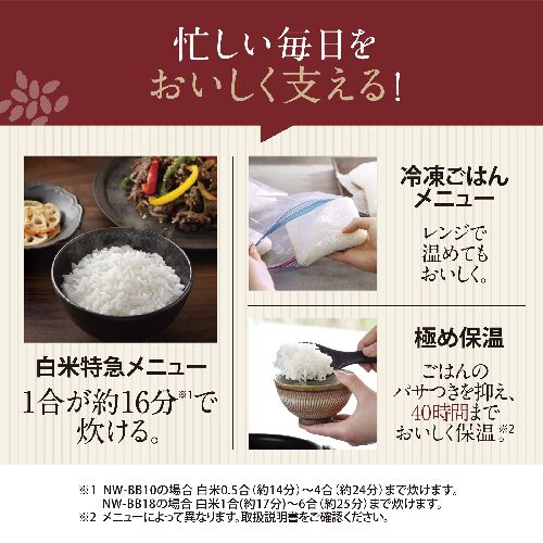 【長期保証付】象印(ZOJIRUSHI) NW-BB10-WA ホワイト 圧力IH炊飯ジャー 5.5合炊き_6