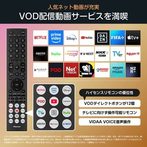 【標準設置料金込】ハイセンス(Hisense) 75YR6A 75V型 4K スマートテレビ液晶テレビ_3