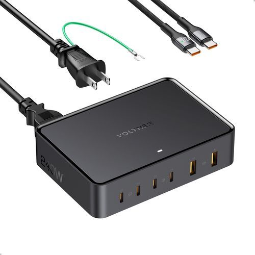 ボルトミー(VOLTME) V2248 ブラック USB急速充電器 Revo 240 PD3.1 USB PD パワーデリバリー 対応 240WP USB-C×4/USB-A×2 USB-C端子ケーブル付き