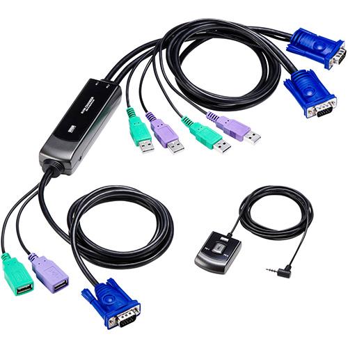 サンワサプライ SW-KVM2WVUN2 手元スイッチ付きパソコン自動切替器 2:1