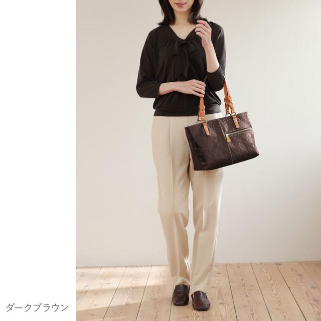 牛革 トートバッグ レディース ローズ柄 型押し Jamale 日本製 花柄