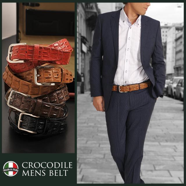 ベルト メンズ イタリア製ポロサスホーンバック 40mm/ ギフトシングルバックル(No.06000670-mens-1)