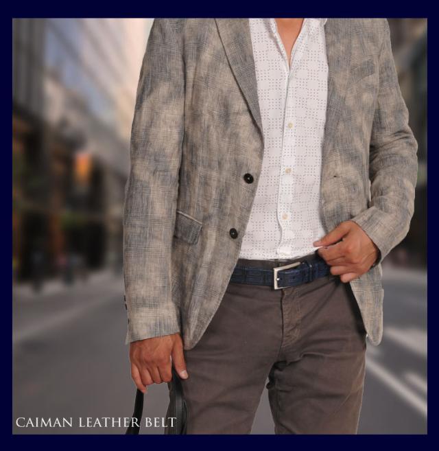 ベルト メンズ イタリア製カイマンベリー 3.5cm/ ギフト(No.06000672-mens-1)