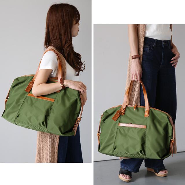 【新品】　HALEINE ブラウン ボストンバッグ　タグ付き HALEINE ブランド 日本製 ナイロン 栃木レザー ミニ ボストン