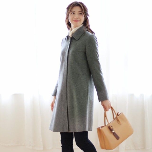 【Max Mara】白タグ　カシミヤ混ウール　ロングコート　比翼仕立て