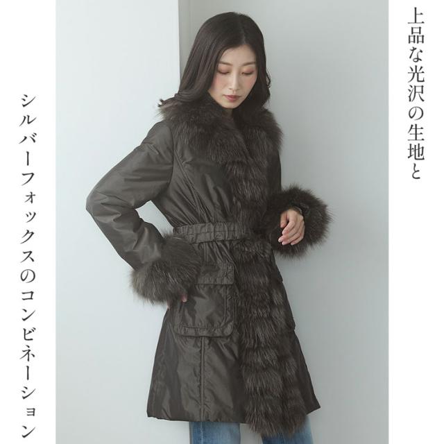 一部予約 シルバーフォックストリミングコートベルト付き レディース 中綿入り No 送料無料 ステンカラージャケット コート Sutevalle Org