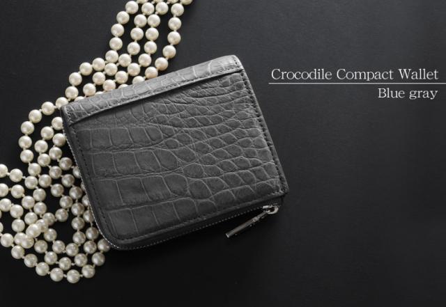 クロコダイル ミニ財布 レディース マット加工 L字ファスナー 本革(No.06000763-1)