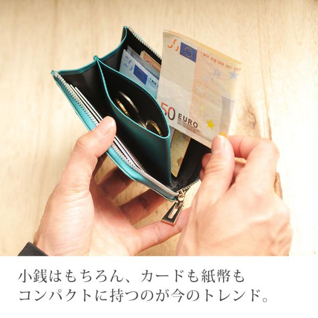 クロコダイル ミニ財布 レディース マット加工 L字ファスナー 本革(No.06000763-1)