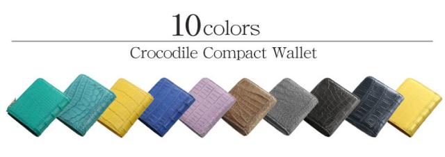 クロコダイル コンパクト L字ファスナー 財布 アウトポケット 付き メンズ キャッシュレス 全10色(No.06000763-1-mens-1)