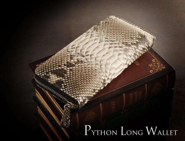 ダイヤモンド パイソン 長財布 メンズ 一枚革 ラウンドファスナー 多