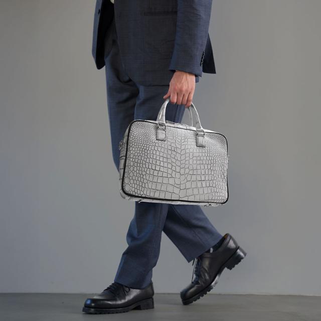 日本製 クロコダイル ブリーフケース メンズ 2way マット 加工 メンズ