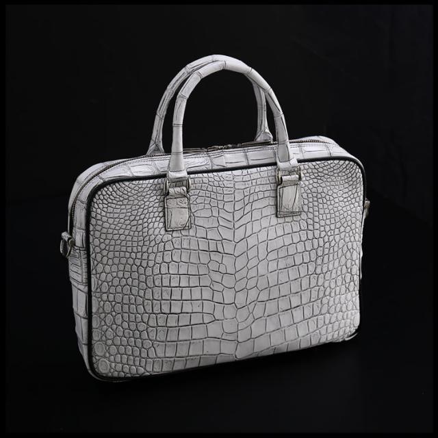 日本製 クロコダイル ブリーフケース メンズ 2way マット 加工 メンズ