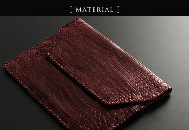 ヘンローン社製原皮使用 クロコダイル クラッチバッグ マット加工 ボルドー / レディース(No.06000660-1)