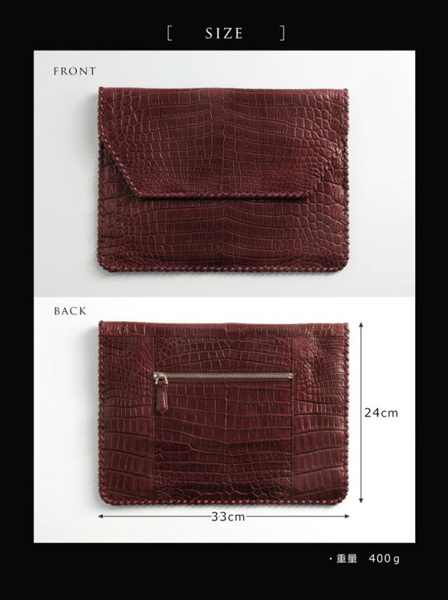 ヘンローン社製原皮使用 クロコダイル クラッチバッグ マット加工 ボルドー / レディース(No.06000660-1)